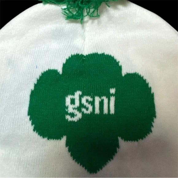 Girl Scouts GSNI Pom Beanie Hat – White & Green - Picture 3 of 3